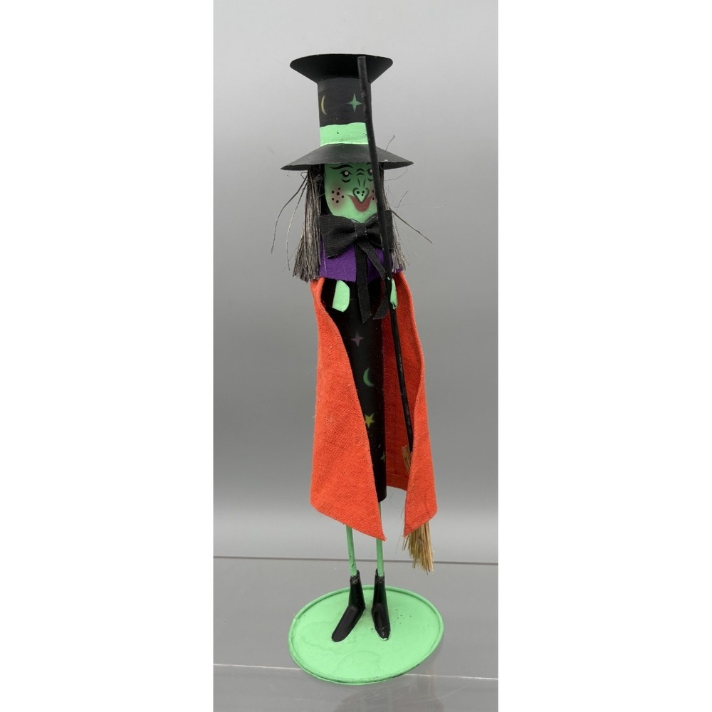 Vintage Witch Candle Stick Holder Halloween Handmade 11" RARE‎ Unique Decor